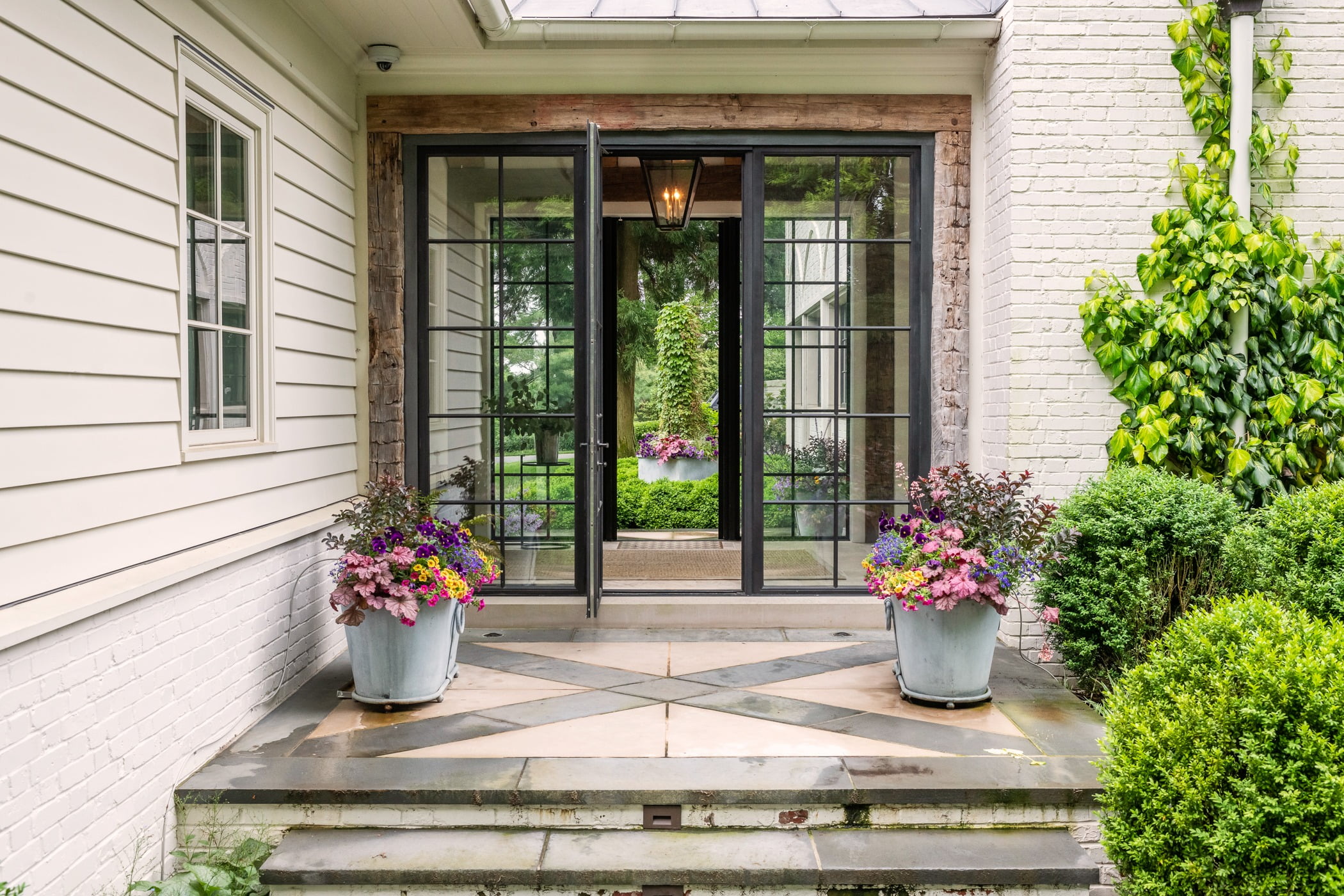 Shattuck house rear patio doorway through into entry